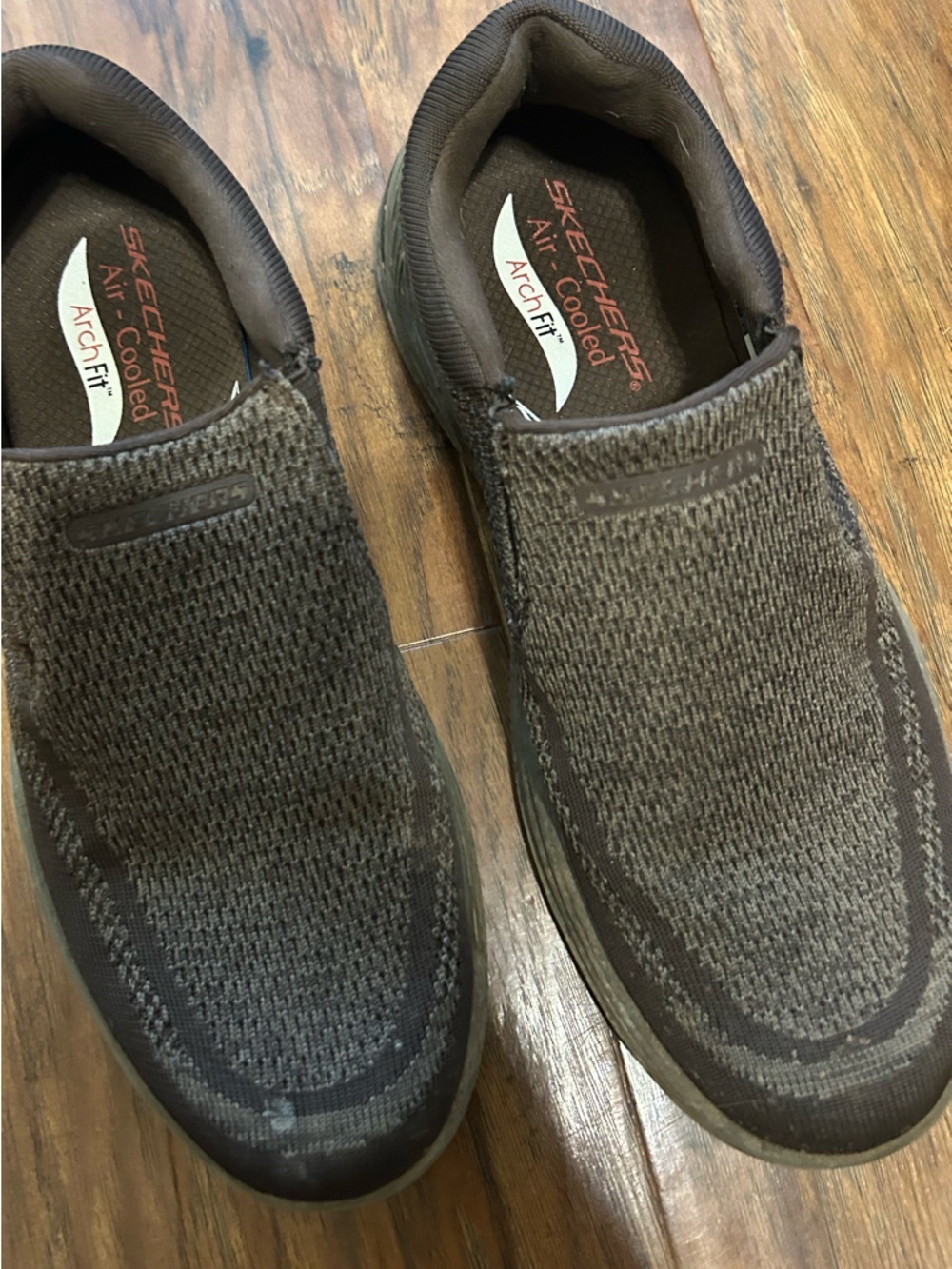 Men's Arch Fit Slip-On Sneakers Air-cooled Brown Tan Skechers Comfort - Picture 4 of 8